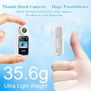 MARVUE Thumb Action Camera 2.7K HD 1.47”IPS Display with Magnetic Neck Strap, White