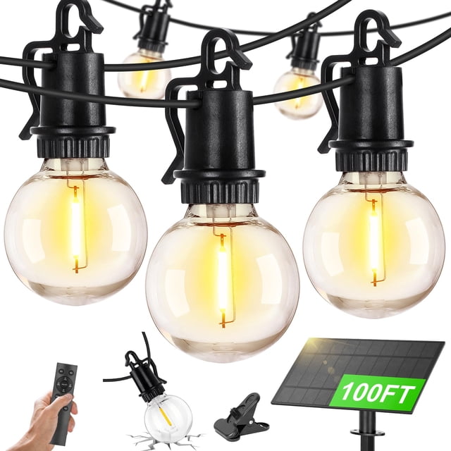 Luces solares en cadena ZJOJO 30+2 LED 30 m impermeables con control remoto