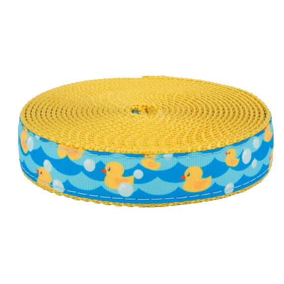 Country Brook Design - 7/8 Inch Just Ducky Ribbon on 1 Inch Gold Nylon Webbing (20 Yards)
