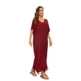 thumbnail image 4 of Beautybatik Maroon Women Solid Caftan Kaftan Loungewear Maxi Plus Size Long Loose Dress XL, 4 of 6