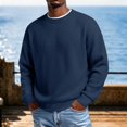 thumbnail image 4 of Rvwovn Men's Ribbed Crewneck Sweater Long Sleeve Thick Thermal Loose Fit Fall Winter Pullover Top, 4 of 7