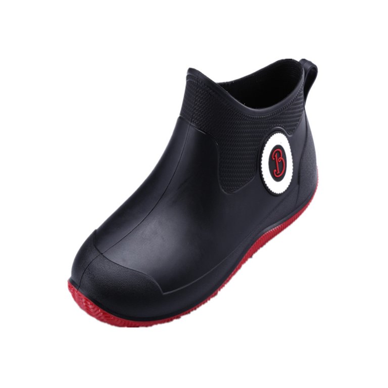 Woobling Women Men Rubber Boot Slip Resistant Rain Boots Lightweight Garden  Shoes Work Rainboot Casual Waterproof Outdoor Comfort Black Red 10