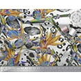 thumbnail image 3 of Soimoi Moss Georgette Fabric Animal Skin & Wild Flower Print Sewing Fabric Yard 42 Inch Wide, 3 of 3