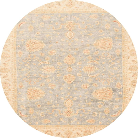 Ahgly Company Machine Washable Indoor Round Abstract Deep Peach Orange Area Rugs, 7' Round