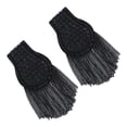 thumbnail image 3 of 1 Pair Tassel Link Chain Epaulet Decorative Shoulder Brooch Boards Badge Vintage Costume Accessory Women Men Shoulder Epaulette for Banquets Black, 3 of 8