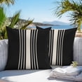 thumbnail image 3 of Throw Pillow Covers 24x24 Inch Set of 2, Black Beige Striped Waterproof Outdoor Pillow Covers, Modern Farmhouse Retro Lines Decorative Cushion Pillowcases for Couch, Sofa, Bed, Garden, Patio, 3 of 9