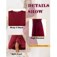 thumbnail image 5 of Women Summer Dress Wrap V-Neck Short Sleeve Casual Beach Dress A-Line Pleated Midi Sun Dresses (Wine, S), 5 of 5