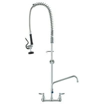 VEVOR Wall-Mounted Kitchen Faucet, 47" Tall, 8" Apart, with 12" Rotating Spout and Pre-Rinse Spray, Brass Build, Pull-Down Feature for Multi-Compartment Sinks