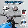 thumbnail image 4 of Track Seven 24V Kids Electric Motorcycle, 300W Electric Dirt Bike Up to 11 Mph, Twist-Grip Throttle, Hand Rear Brake, 14" EVA Tires, Music, Light, Dual Suspension, Motocross Toy for Kids Age 6+, Blue, 4 of 8