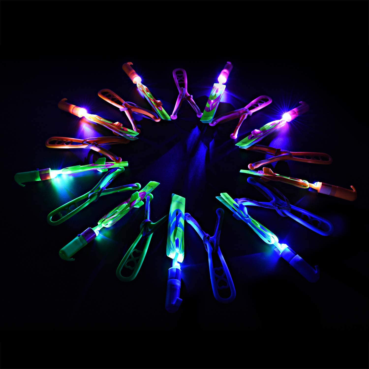 Outdoor Rocket Slingshot LED Flying Helicopters Toys 12 Copters 6 Launchers for sale online 