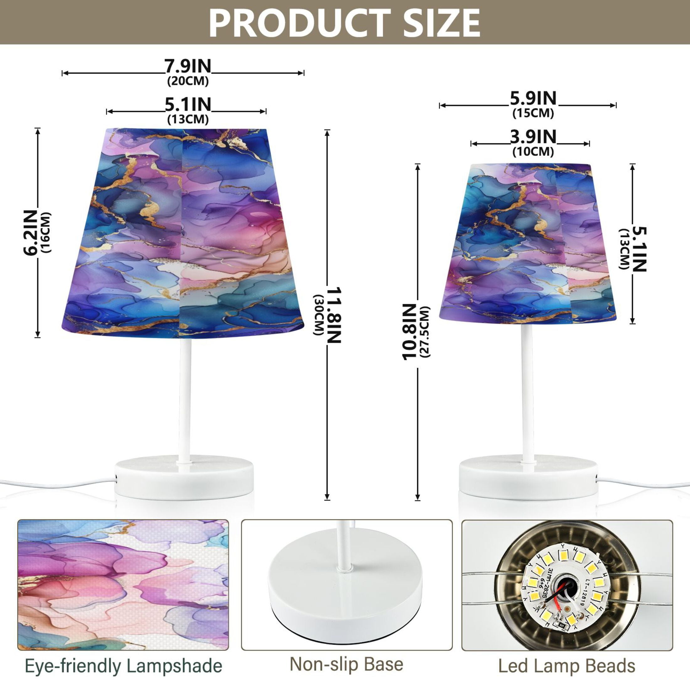 Alcohol Ink Flowers Desk Lamp LED Table Nightstand Lamps with 3 Color Temperatures for Home Bedroom Living Room Decor 8x12
