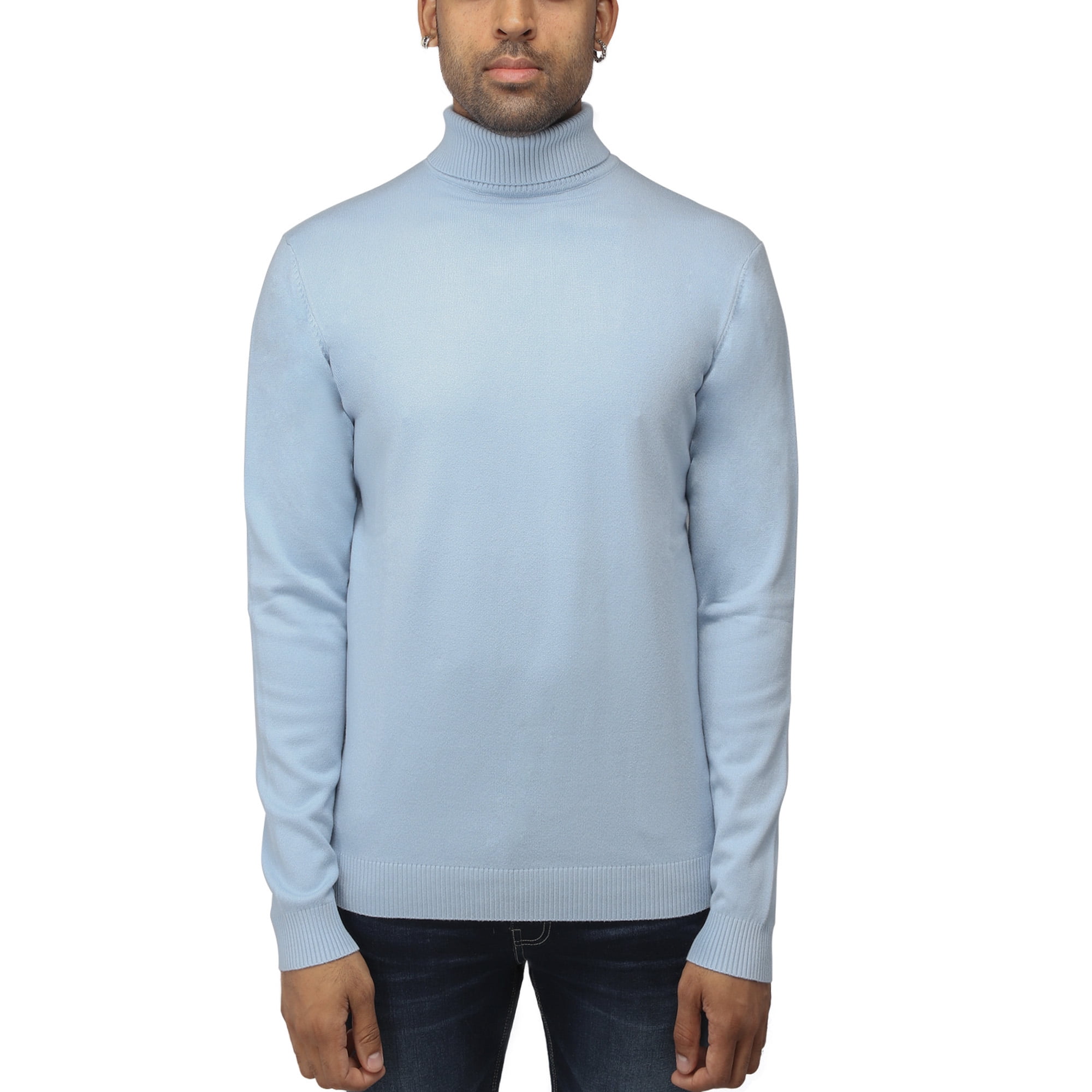 pale blue turtleneck sweater