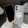 thumbnail image 4 of Glitter Magnetic Case for iPhone 16 Plus, [Compatible with MagSafe] Shockproof Sparkle Bling Clear TPU Bumper Drop Protection Phone Case for Girls Women Cover for iPhone 16 Plus 6.7, Silver, 4 of 9