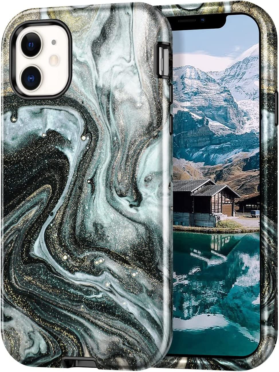 CASEFIV for iPhone 11 Case,Marble Pattern Heavy Duty Shockproof Full