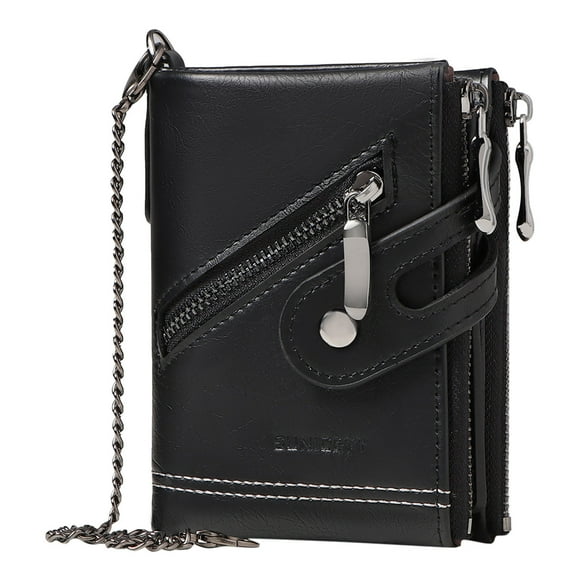 Women Wallet Fashionable New Pattern Solid Color Retro Buckle Strap Card Practical Double Zipper Slim Wallets for Men