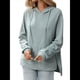 thumbnail image 3 of Sudadera con Capucha Extragrande para Mujer, Informal, de Larga, de Punto Gofre, con Cordón Ajustable, Abertura Lateral y Bolsillo. Verde L, 3 of 9