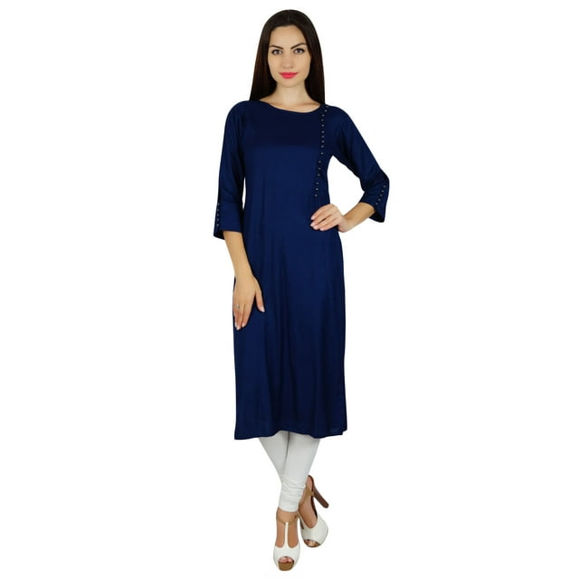 Bimba Femme Kurta Personnalisé en Rayonne Kurti de Designer Manches 3/4 Tunique Blouse Formelle Décontractée