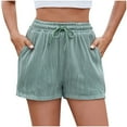 thumbnail image 2 of Bovxnpu Summer Plus Size Shorts for Women, Women's Casual Wide Leg Shorts, Women's New Women's Solid Color Drawstring Pocket Fashion Casual Shorts XL, 2 of 6