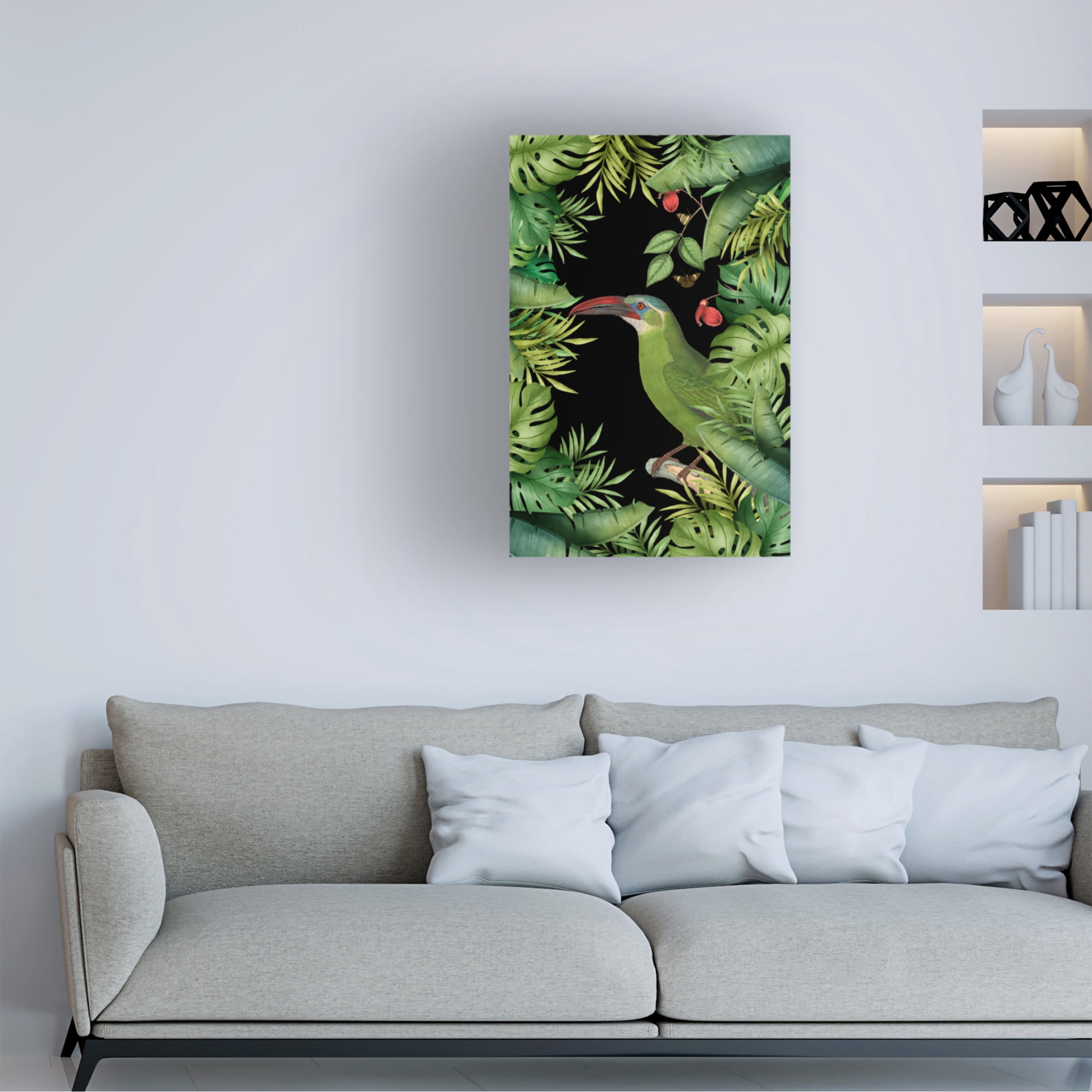 Trademark Fine Art Andrea Haase  Jungle With Green Toucan Canvas Wall Art