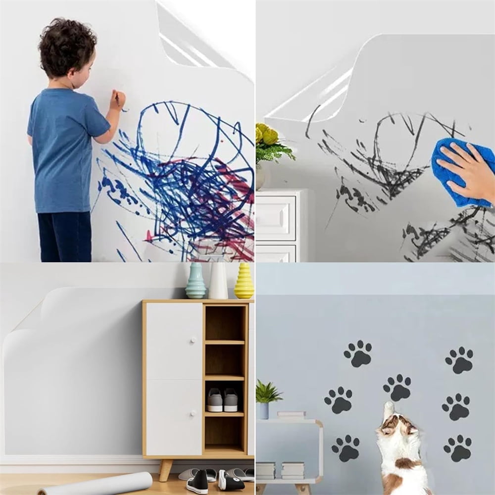 Clear Wall Protector, Self-Adhesive, NOGIS Kitchen Backsplash Wall Protector - Shelf Liner, Whiteboard, Wallpaper, Door Guard for Dog Cat Scratching (23.6in X 6.56ft)