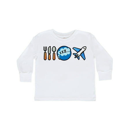 

Inktastic Airplane Eat Sleep Fly Gift Toddler Boy or Toddler Girl Long Sleeve T-Shirt