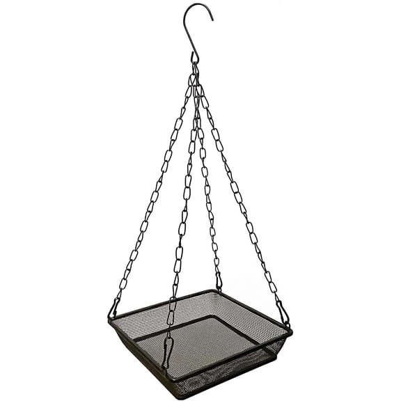 Hanging Platform Bird Feeder Tray – Sturdy Metal Mesh Seed Tray for Outdoor Bird Feeding, Backyard Garden Decoration, Attracts Cardinals, Blue Jays, Finches & More
