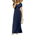 thumbnail image 5 of Women's Short Sleeve Maxi Dresses Casual Empire Waist Long Dress with Pockets, 5 of 7