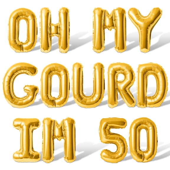 Letter Balloons - OH MY GOURD IM 50 16" Inch Alphabet Letters Foil Mylar Balloon 50th Birthday Party Banner (Gold)