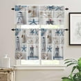thumbnail image 3 of Summer Marine Life Starfish Lighthouse Sailboat Rod Pocket Window Curtain, 3pcs Tier Valance Set Ocean Beach Kitchen Privacy Printed Short Curtain Valances for Bedroom Bathroom Living Room, 3 of 6