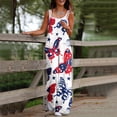 thumbnail image 2 of 4Th of July Rompers for Women Casual Sleeveless Wide Leg Jumpsuits Plus Size Fashion Summer Overalls with Pockets, 2 of 4