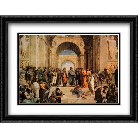 The School of Athens, c.1511 2x Matted 36x28 Large Black Ornate Framed Art Print by Raphael