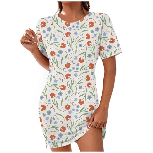 QIPOPIQ Longues Robes pour Femmes Fluides Robe à Étages Manches Courtes Imprimé Bohème Robe de Plage Robe d'Été Robe Longueur Genou Offres 2023