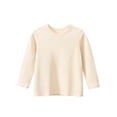 thumbnail image 2 of Loopsun Toddler Long Sleeve Shirts, Children's Casual Solid Long Sleeve Round Neck Sweatshirt Blouse Beige,2-3 Years, 2 of 3
