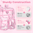 thumbnail image 5 of Large Clear Backpack Heavy Duty Stadium Approved See Through Backpack Waterproof Transparent Backpacks Clear Book Bag with Reinforced Strap for School Work Travel, Black Daisy, 5 of 7
