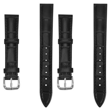 2 pcs  16MM Genuine Leather Watch Band Pin Buckle Watch Replacement Strap Waterproof Wrist Watchband Stylish Sweatproof Watch Band Leisure Style Watch Strap for Watch Repairing Black