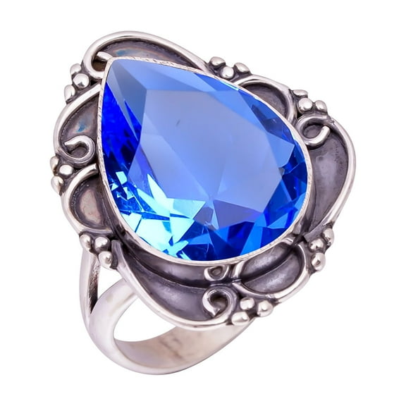 Tanzanite Gemstone 925 Sterling Silver Ring, 16X12 mm Pear Gemstone Ring, Vivid Blue Ring, Christmas Gift, Unique Jewelry Ring, Adjustable Ring V11685