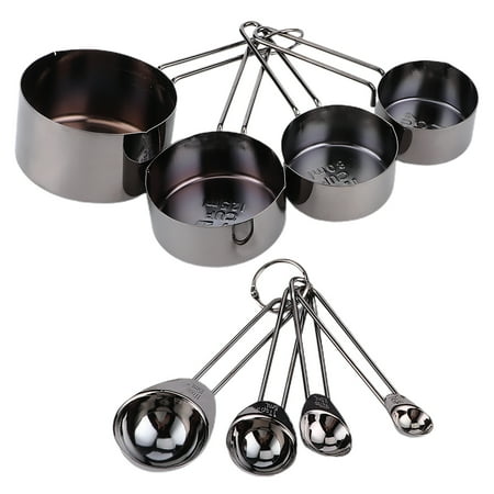 

2024 8Pcs/Set Stainless Steel Measuring Cup Spoon with Scales Kitchen Cooking Baking SuppliesBlack