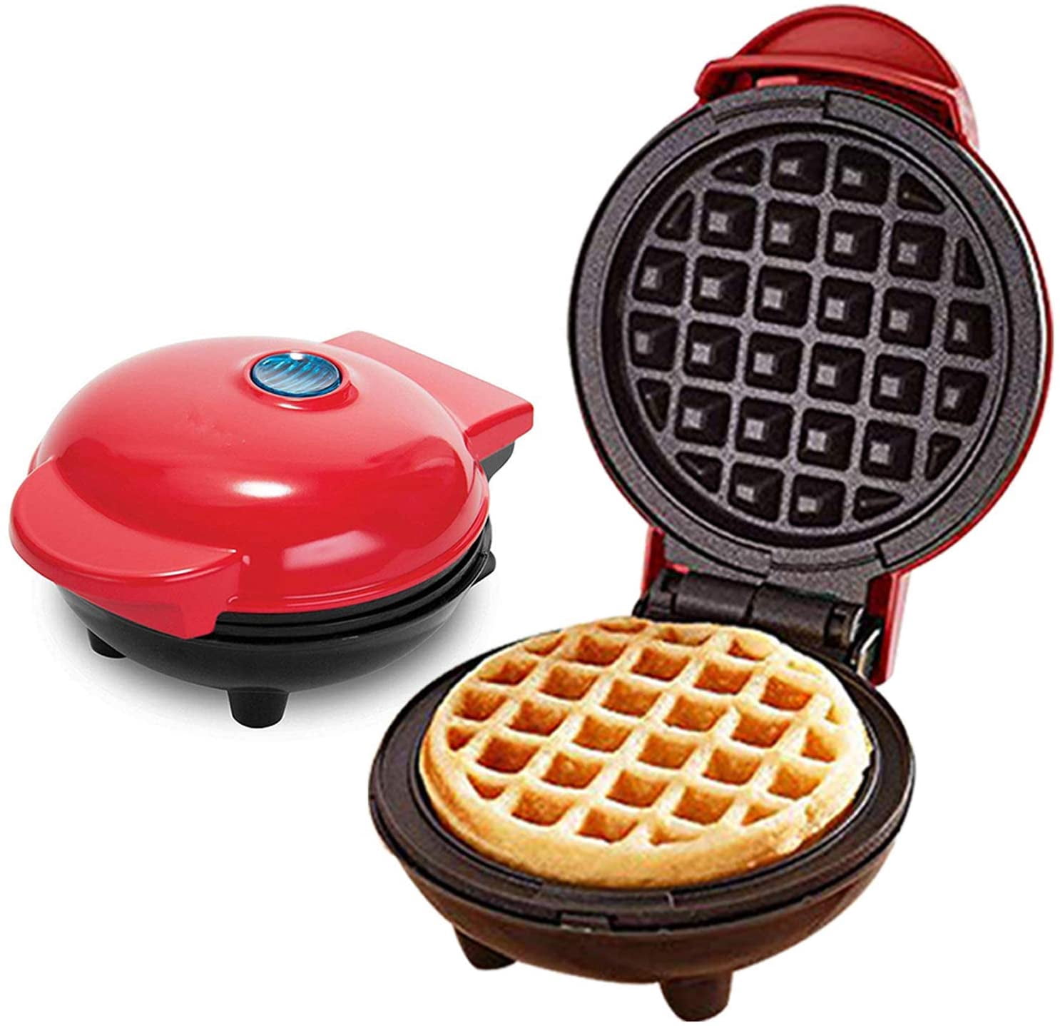Red Mini Waffle Iron Machine For Classic Stainless Steel 350W Household