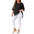 thumbnail image 2 of Blusas Casuales de Manga Corta de Encaje de Talla Grande para Mujeres Agnes Orinda, Cuello Redondo, 4X, Negro, 2 of 6