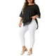 thumbnail image 2 of Blusas Casuales de Manga Corta de Encaje de Talla Grande para Mujeres Agnes Orinda, Cuello Redondo, 4X, Negro, 2 of 6