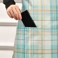 thumbnail image 4 of Blue Green Grid Chef Kitchen Apron with Pockets for Women Waterproof Aprons for Cooking Baking, 4 of 7