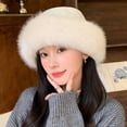 thumbnail image 3 of SikaFu Autumn And Winter Hat Girl Solid Color Hair Along The Thickened Warming Large Eaves And Ear Protecting The Cold And Cold Face, The Face Of The Small Mongolian Hat, 3 of 6