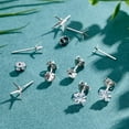 thumbnail image 4 of 1 Set 10Pairs 5 Styles 925 Sterling Silver Ear Studs 4-Prong Earrings Settings with 10Pairs Rhodium Plated Sterling Silver Friction Ear Nuts Silver 4.5~11x3.5~7.5mm, 4 of 5