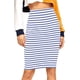 thumbnail image 1 of Falda de tubo ajustada a rayas hasta la rodilla con cintura elástica para mujer blanco, azul, (Blue and White Striped) M blanco, azul, (Blue and White Striped) M Xishao ropa, 1 of 2