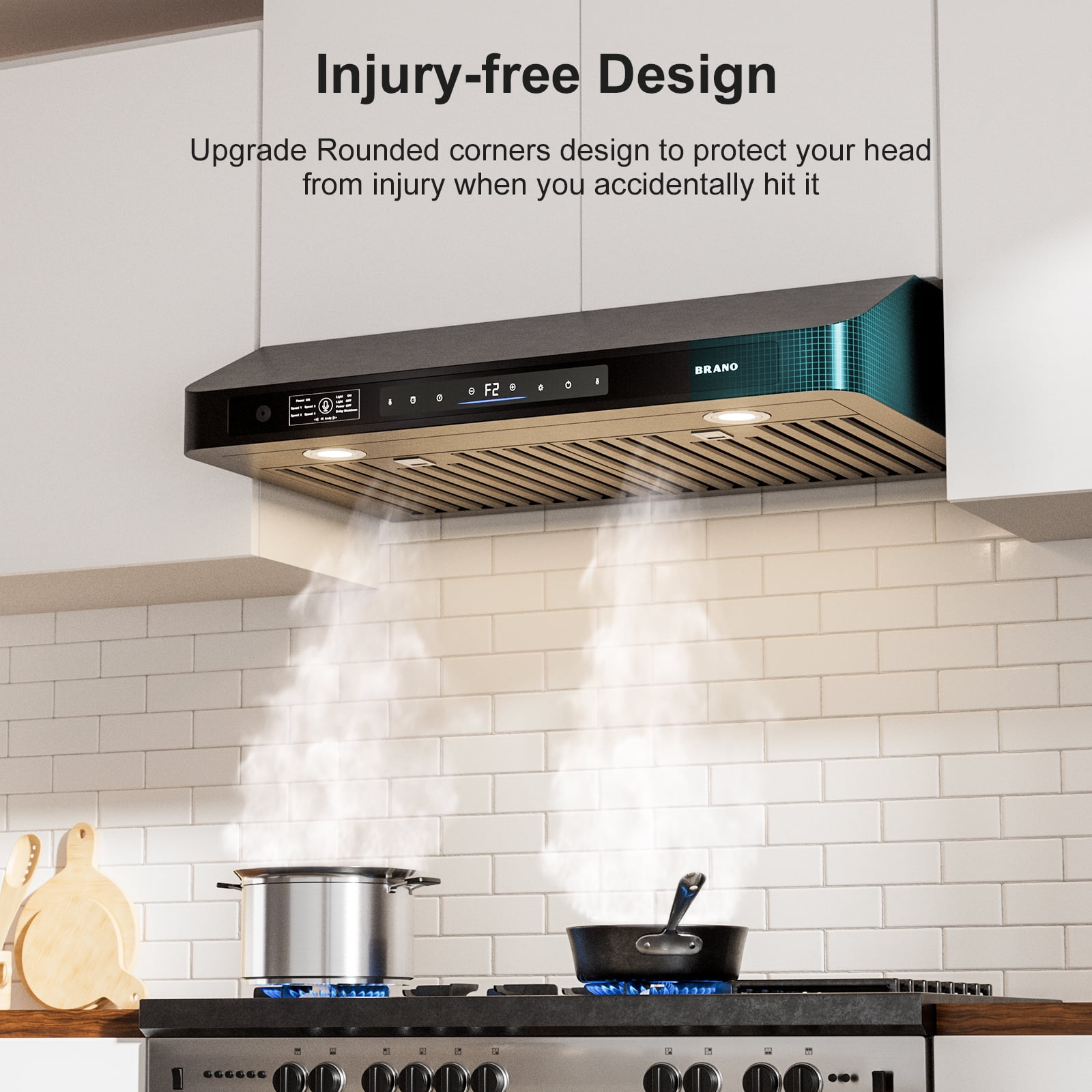 36 In. 900 CFM Ducted Under Cabinet Range Hood In Black Stainless Steel With Dishwasher Filter and LED Lights