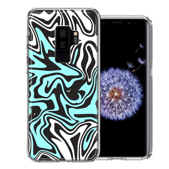 MUNDAZE For Samsung Galaxy S9 Plus Mint Black Abstract Design Double Layer Phone Case Cover