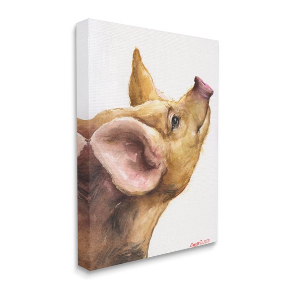 Stupell Industries Oxford Sandy Piglet Adorable Farm Animal Gaze Canvas Wall Art, 16 x 20, Design by George Dyachenko