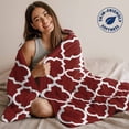 thumbnail image 5 of Flannel Fleece Throw Blanket Burgundy Red Moroccan Buffalo Plaid Lightweight Soft Plush Blankets,Abstract Geometric Cozy Warm Throw Blanket for Couch Sofa Bed Car Office All Season Use 60x80in, 5 of 9