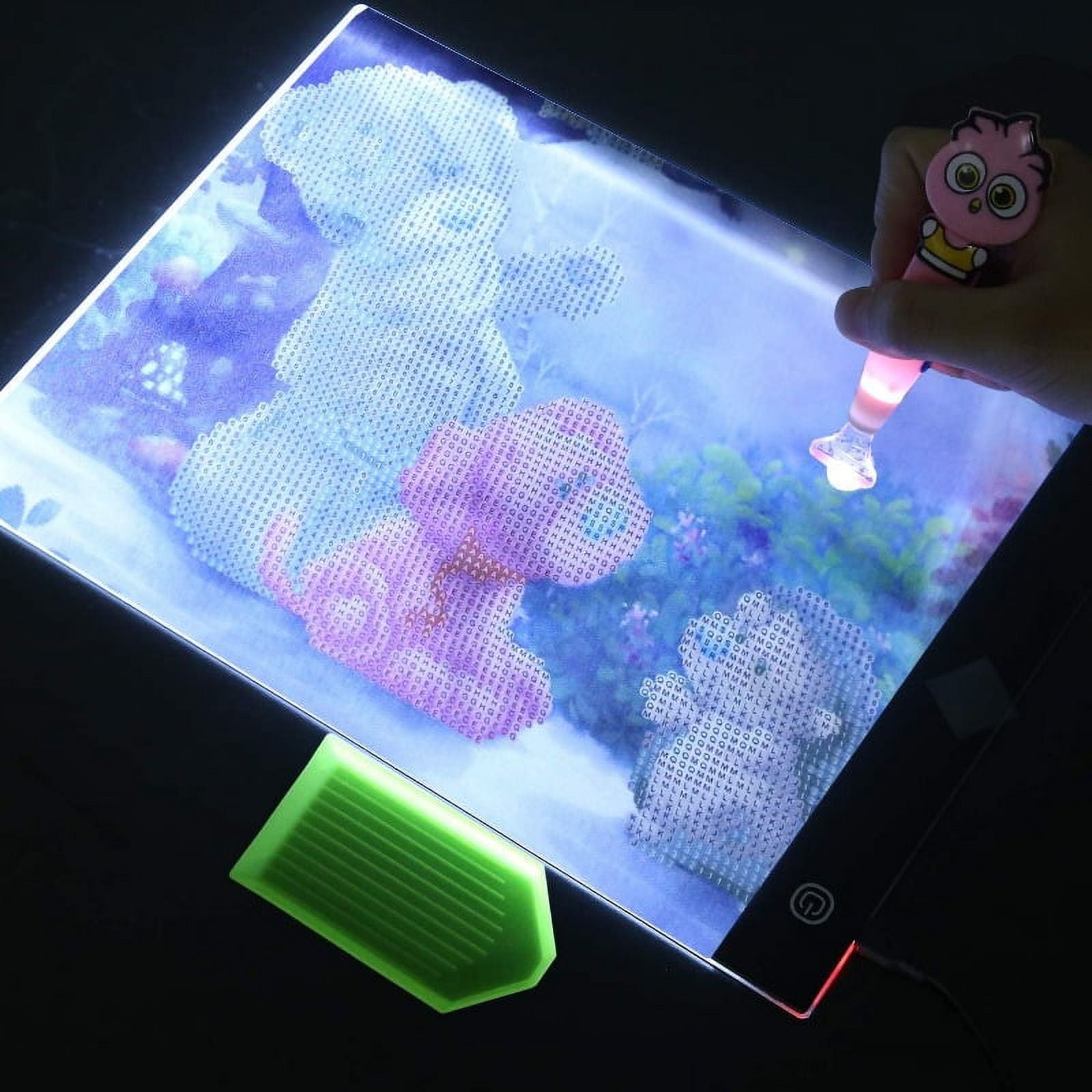 A4 LED Light Pad for Diamond Painting, Super Bright USB Powered Light Board Kit with Detachable Stand, and Black Pad Clip (Pad and Bag)