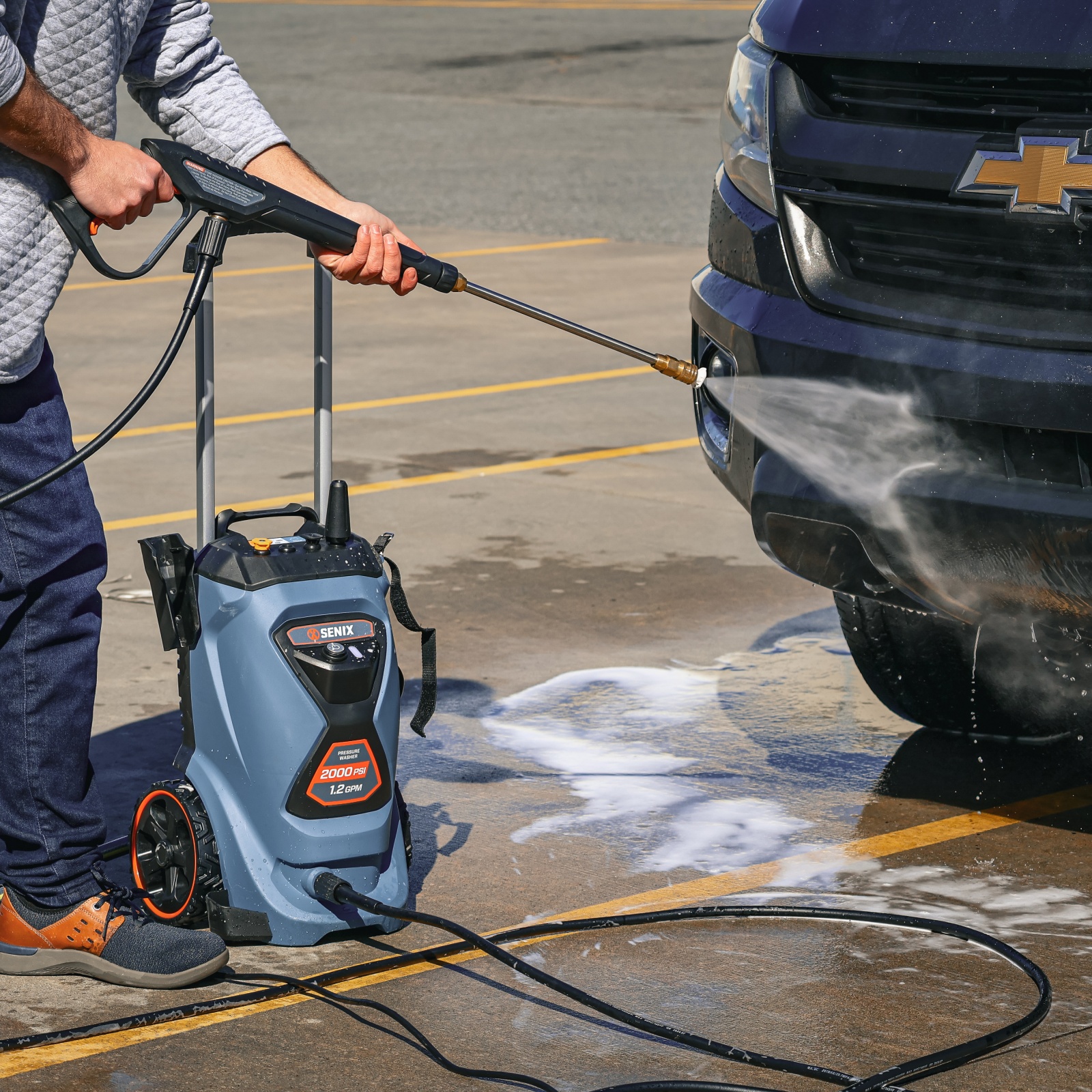 SENIX 2000 PSI 1.2 GPM 13 Amp Electric Pressure Washer with 4 Quick-Connect Nozzles & Detergent Tank, HPWE13-M2